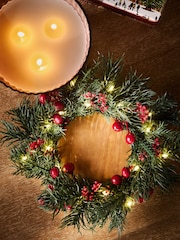 Festive Spice Red Light Up Wreath 3 Wick Candle - Image 4 of 7