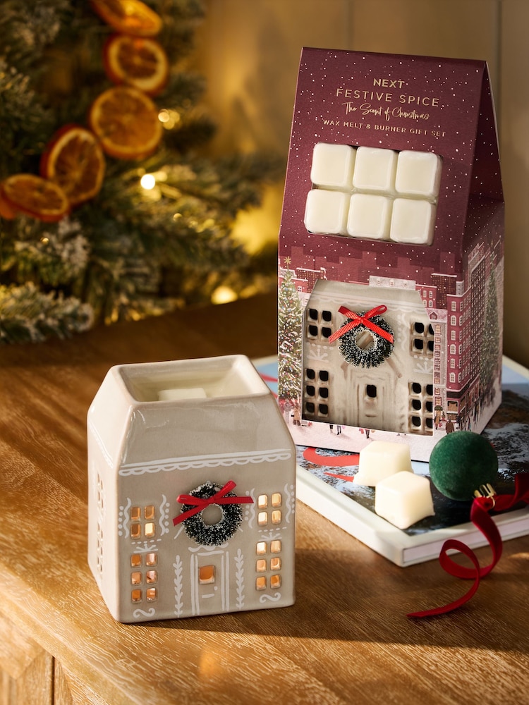 Festive Spice Red Wax Burner and Melt Set - Image 1 of 4 Festive Spice Red Wax Burner and Melt Set - Image 1 of 4