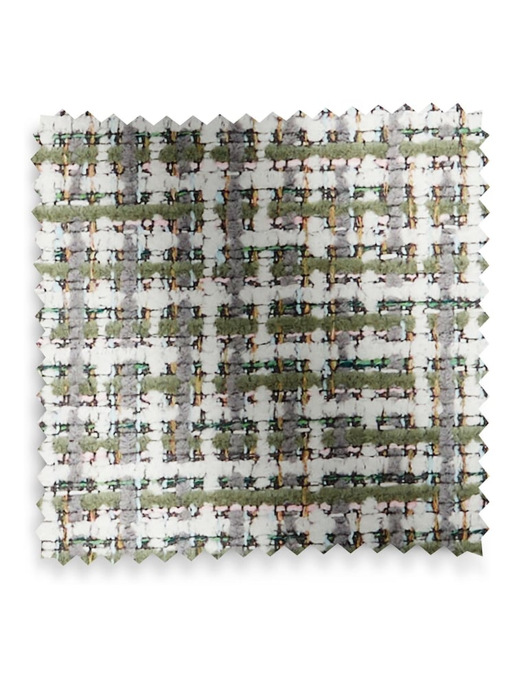 Multi Chenille Check Olive Green and Grey Hampton Wooden Accent Chair - Image 10 of 10