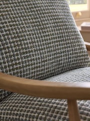 Multi Chenille Check Olive Green and Grey Hampton Wooden Accent Chair - Image 2 of 8