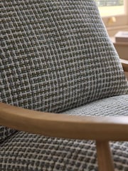 Multi Chenille Check Olive Green and Grey Hampton Wooden Accent Chair - Image 7 of 8