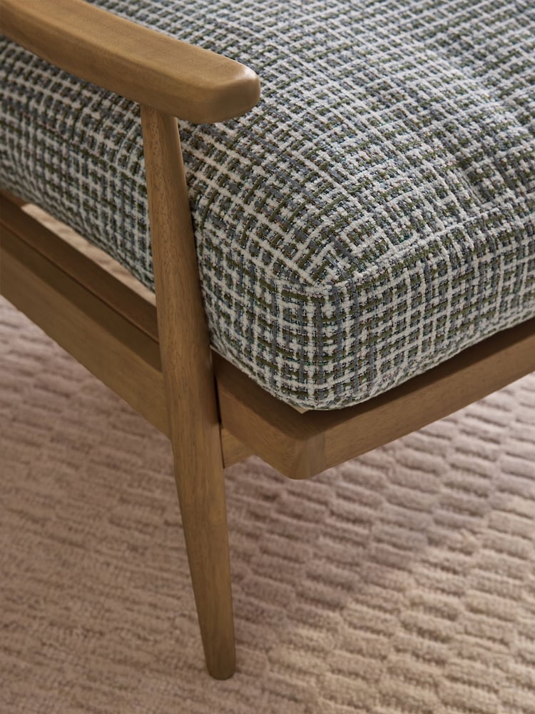 Multi Chenille Check Olive Green and Grey Hampton Wooden Accent Chair - Image 8 of 8