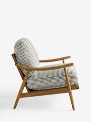 Multi Chenille Check Olive Green and Grey Hampton Wooden Accent Chair - Image 9 of 10