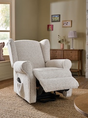 Multi Boucle Fleck Light Natural Sherlock Recliner Chair - Image 2 of 13