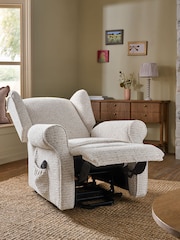 Multi Boucle Fleck Light Natural Sherlock Recliner Chair - Image 3 of 13