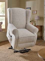 Multi Boucle Fleck Light Natural Sherlock Recliner Chair - Image 5 of 13