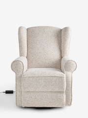 Multi Boucle Fleck Light Natural Sherlock Recliner Chair - Image 7 of 13