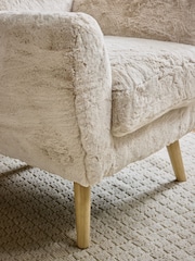 Oslo Faux Fur Light Natural Wilson Highback Armchair - Image 9 of 9