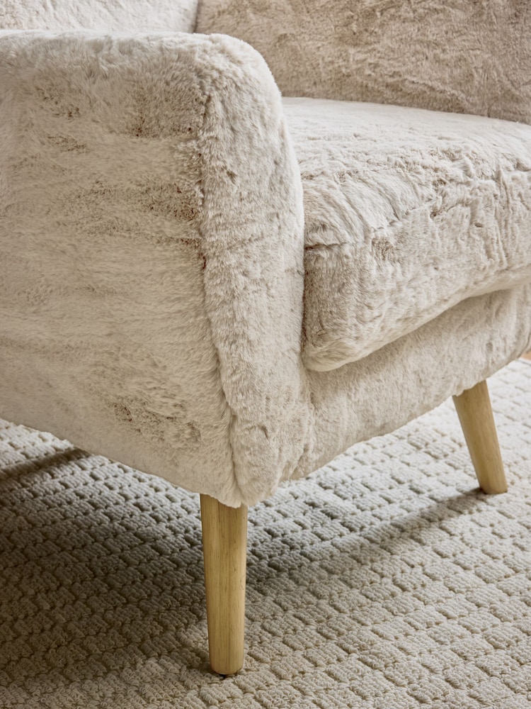 Oslo Faux Fur Light Natural Wilson Highback Armchair - Image 9 of 9