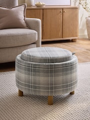 Versatile Check Nevis Grey Ashton Upholstered Storage Stool - Image 1 of 11