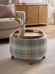 Versatile Check Nevis Grey Ashton Upholstered Storage Stool - Image 2 of 11