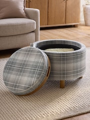Versatile Check Nevis Grey Ashton Upholstered Storage Stool - Image 5 of 11