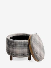 Versatile Check Nevis Grey Ashton Upholstered Storage Stool - Image 8 of 11