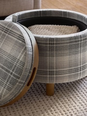 Versatile Check Nevis Grey Ashton Upholstered Storage Stool - Image 9 of 11