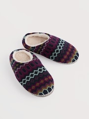 Seasalt Cornwall Purple Starry Eyed Fair Isle Knit Slippers - Image 2 of 5