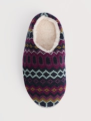 Seasalt Cornwall Purple Starry Eyed Fair Isle Knit Slippers - Image 5 of 5