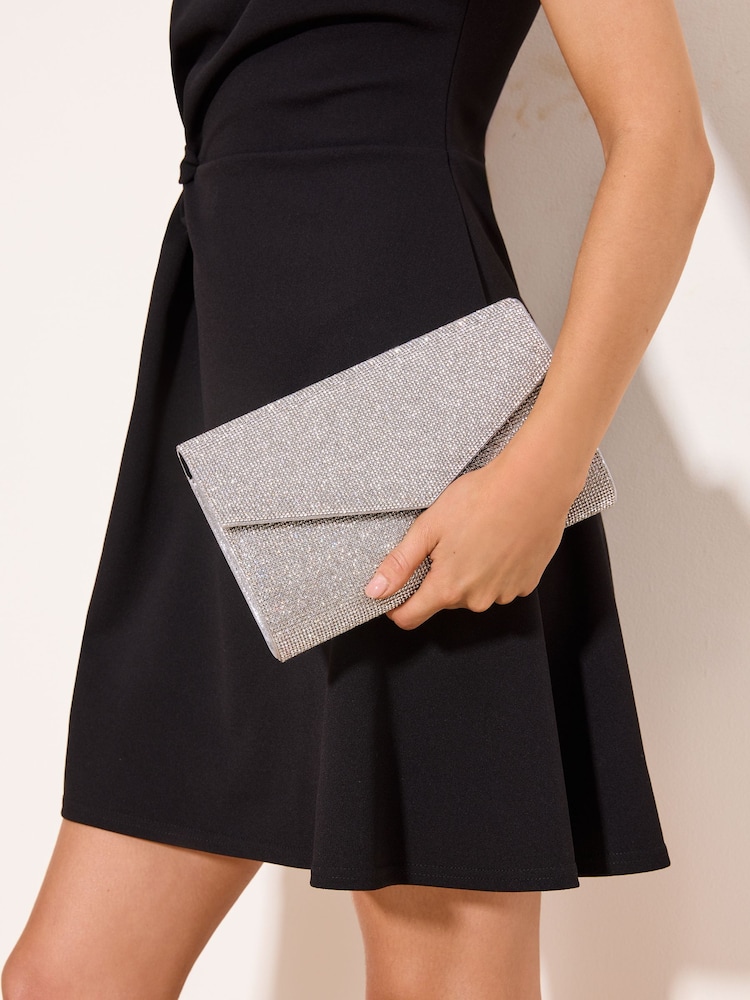 Lipsy Silver Diamante Envelope Clutch Bag - Image 2 of 2