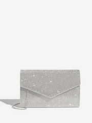 Lipsy Silver Diamante Envelope Clutch Bag - Image 3 of 7