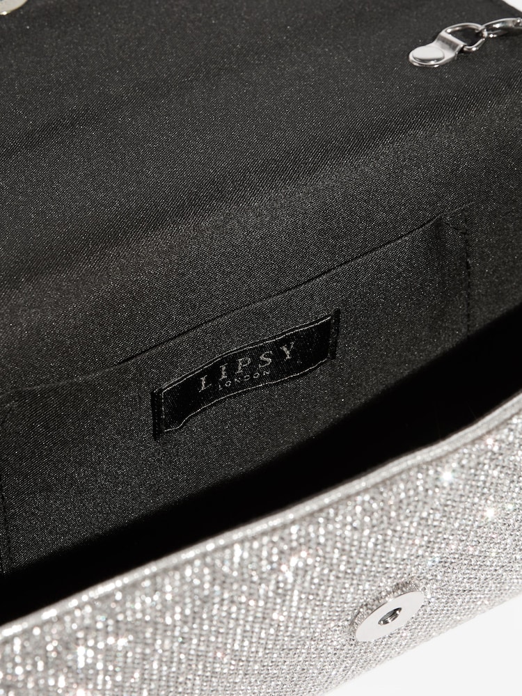 Lipsy Silver Diamante Envelope Clutch Bag - Image 7 of 7