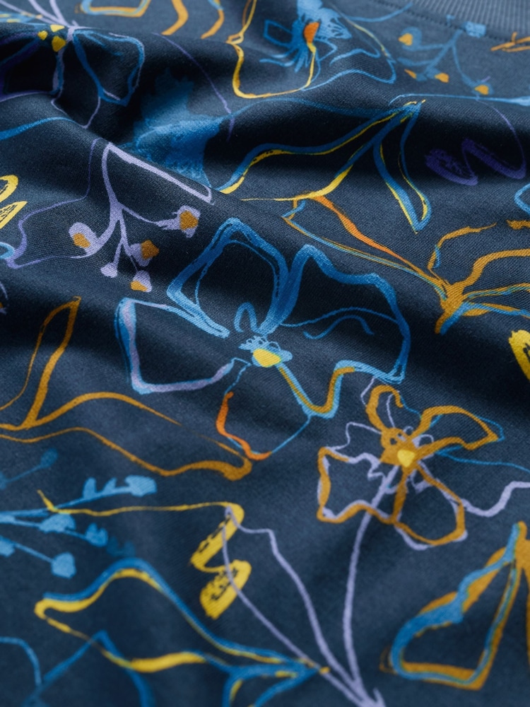 Seasalt Cornwall Aqua Blue Bright Wave Printed Cotton Sweatshirt - Image 5 of 5 Seasalt Cornwall Aqua Blue Bright Wave Printed Cotton Sweatshirt - Image 5 of 5