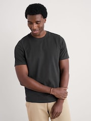 Negro - Seasalt Cornwall Mens Merthen 100% Cotton T-Shirt - Imagen 1 de 5