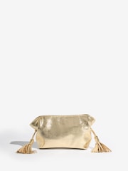 Friends Like These Gold Small Tassel Scrunch Clutch Bag - Image 3 of 5