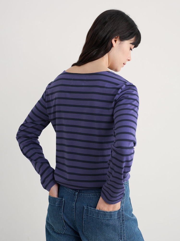 Seasalt Cornwall Mid Purple Sailor T-Shirt - Image 2 of 5