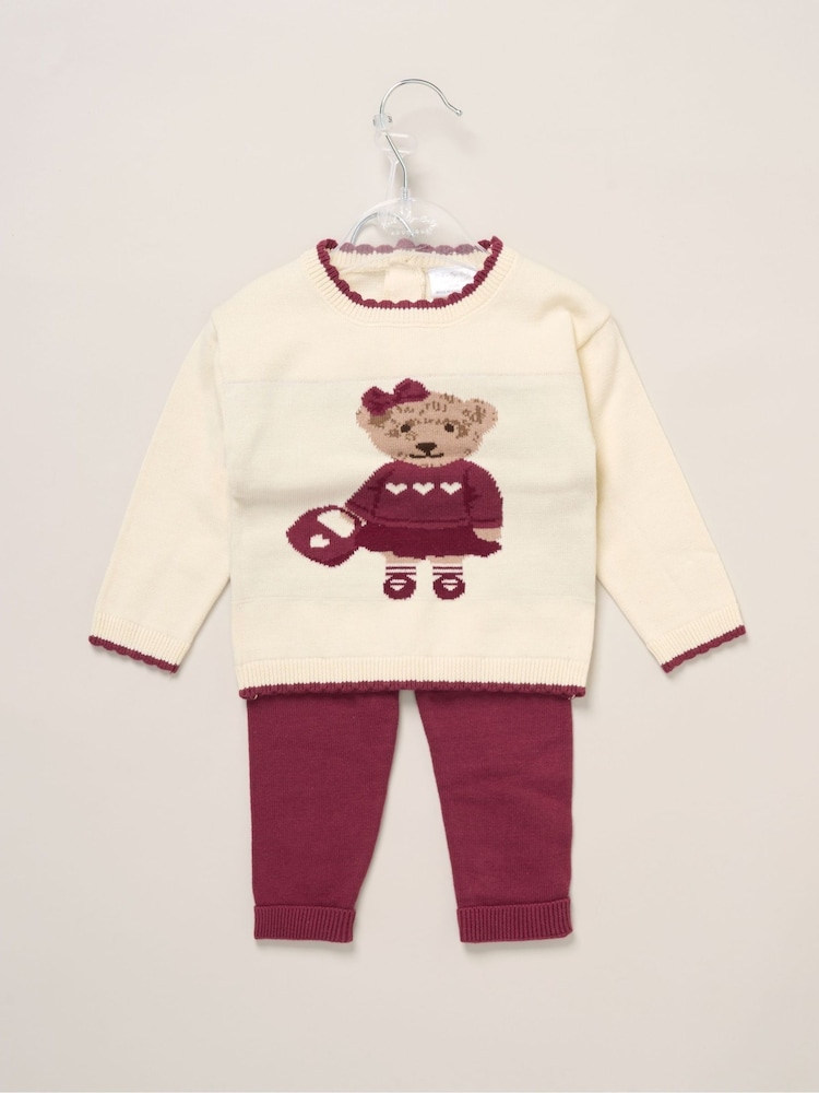 Rock-A-Bye Baby Boutique True Knit Cowboy Bear Jumper and Trousers Outfit Brown Set - Image 2 of 5