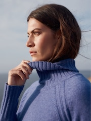 Seasalt Cornwall Purple Basset Cove Roll Neck Jumper - Image 6 of 11
