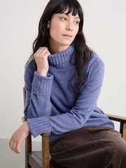 Seasalt Cornwall Purple Basset Cove Roll Neck Jumper - Image 9 of 11