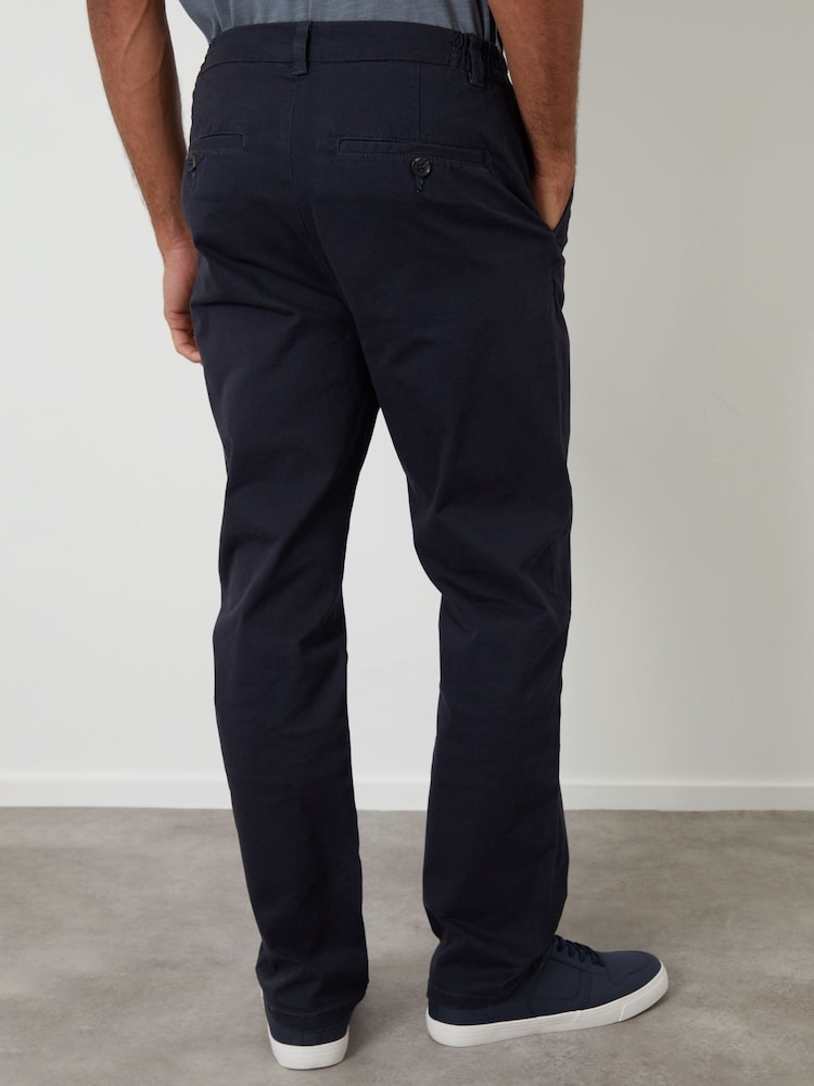 Threadbare Blue Straight Leg Stretch Waist Chino Trousers - Image 2 of 4 Threadbare Blue Straight Leg Stretch Waist Chino Trousers - Image 2 of 4