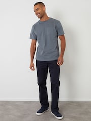 Threadbare Blue Straight Leg Stretch Waist Chino Trousers - Image 3 of 4