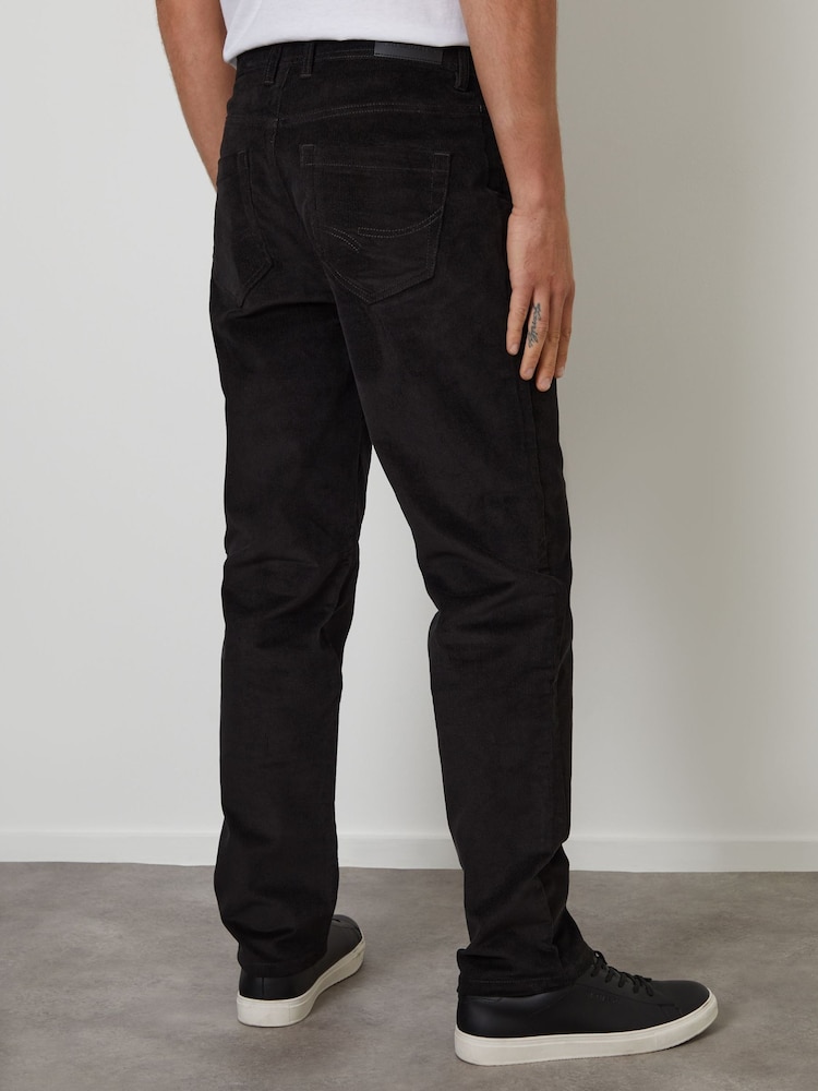 Threadbare Black Straight Leg 5 Pocket Stretch Corduroy Trousers - Image 2 of 4 Threadbare Black Straight Leg 5 Pocket Stretch Corduroy Trousers - Image 2 of 4