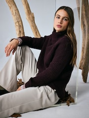 Vijolična - Smith & Soul rebrast pulover z visokim ovratnikom - Slika 5 iz 6