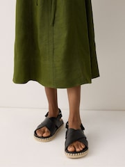 Jigsaw Black Cross Strap Espadrille Sandals - Image 1 of 1