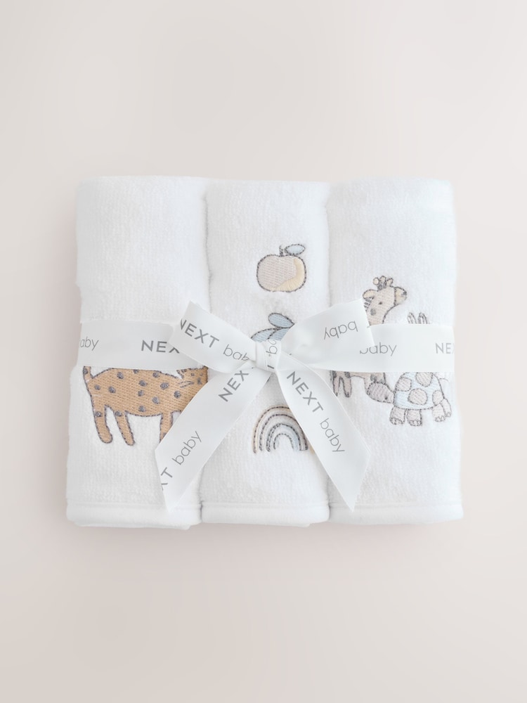 3 Pack Safari Animals Face Cloths - Image 1 of 6 3 Pack Safari Animals Face Cloths - Image 1 of 6