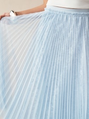 Blue Mesh and Lace Pleated Maxi Skirt - Image 4 of 5