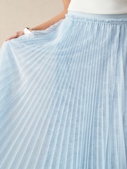Blue Mesh and Lace Pleated Maxi Skirt - Image 5 of 5