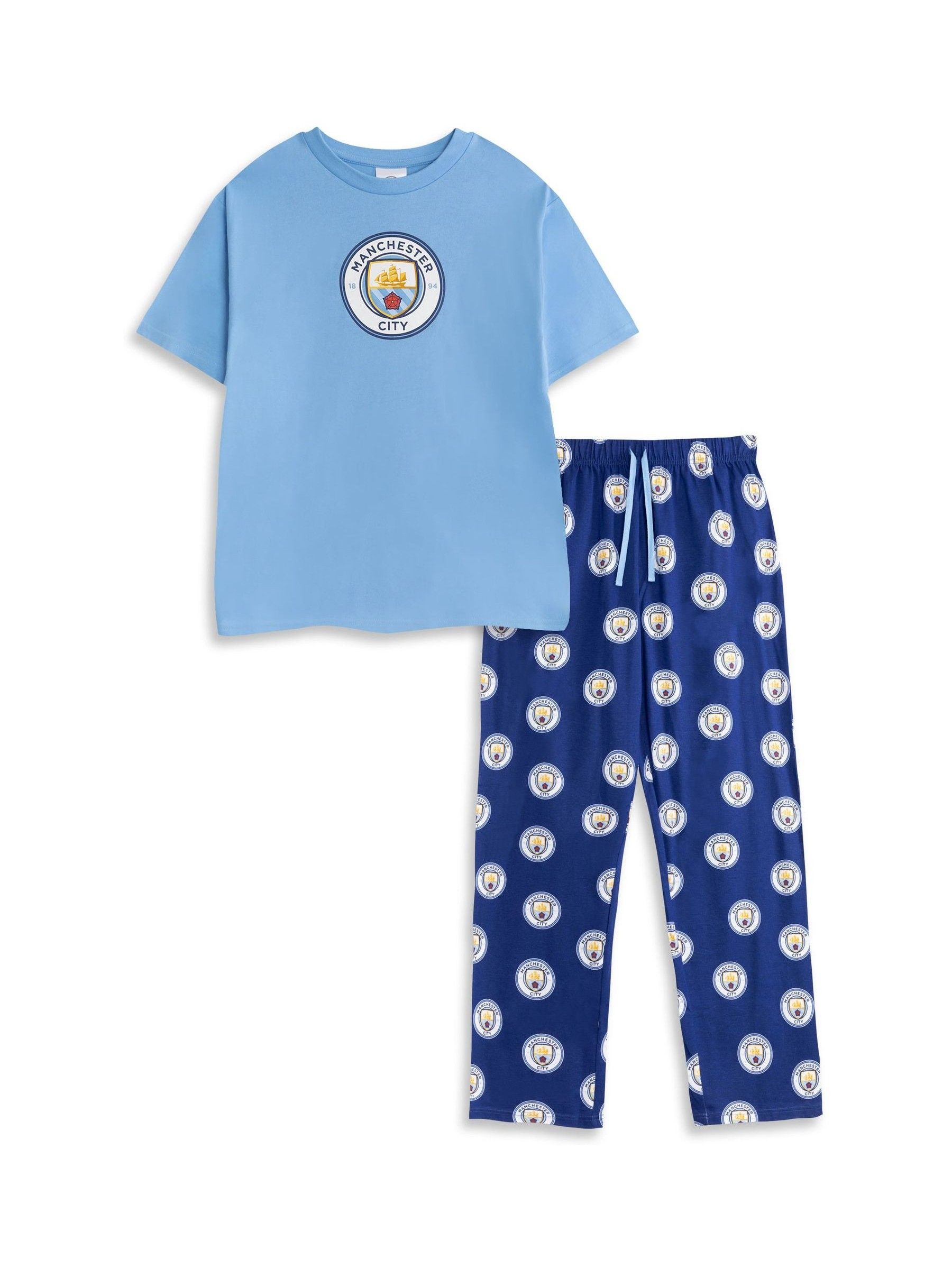 Manchester City Men's Blue Short Sleeve Long Leg Pyjama Set | | Official Merch | Size: 2XL - Image 2