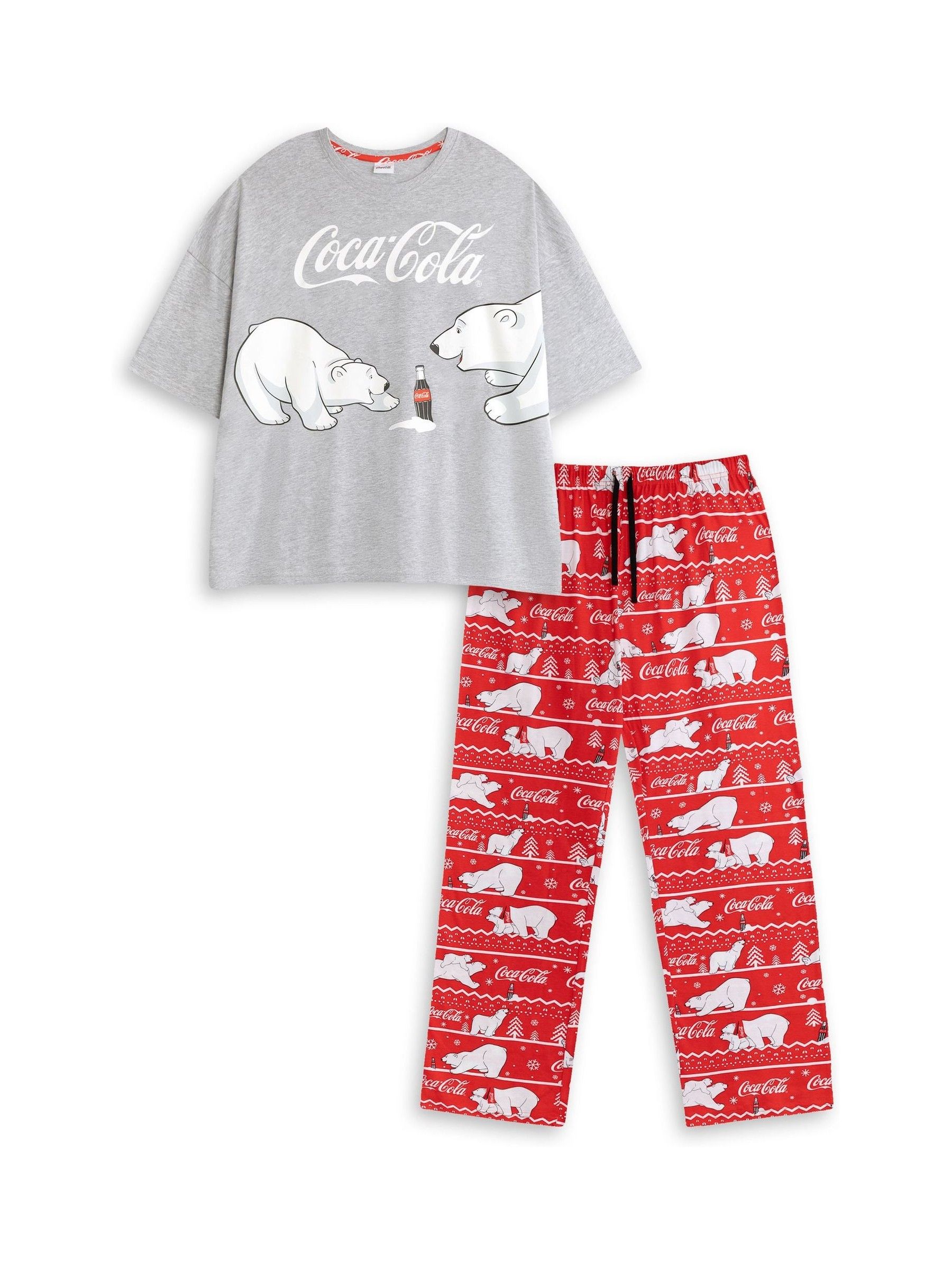 Coca Cola Women's Grey Short Sleeve Long Leg Pyjama Set | | Official Merch | Size: 2XL - Image 3
