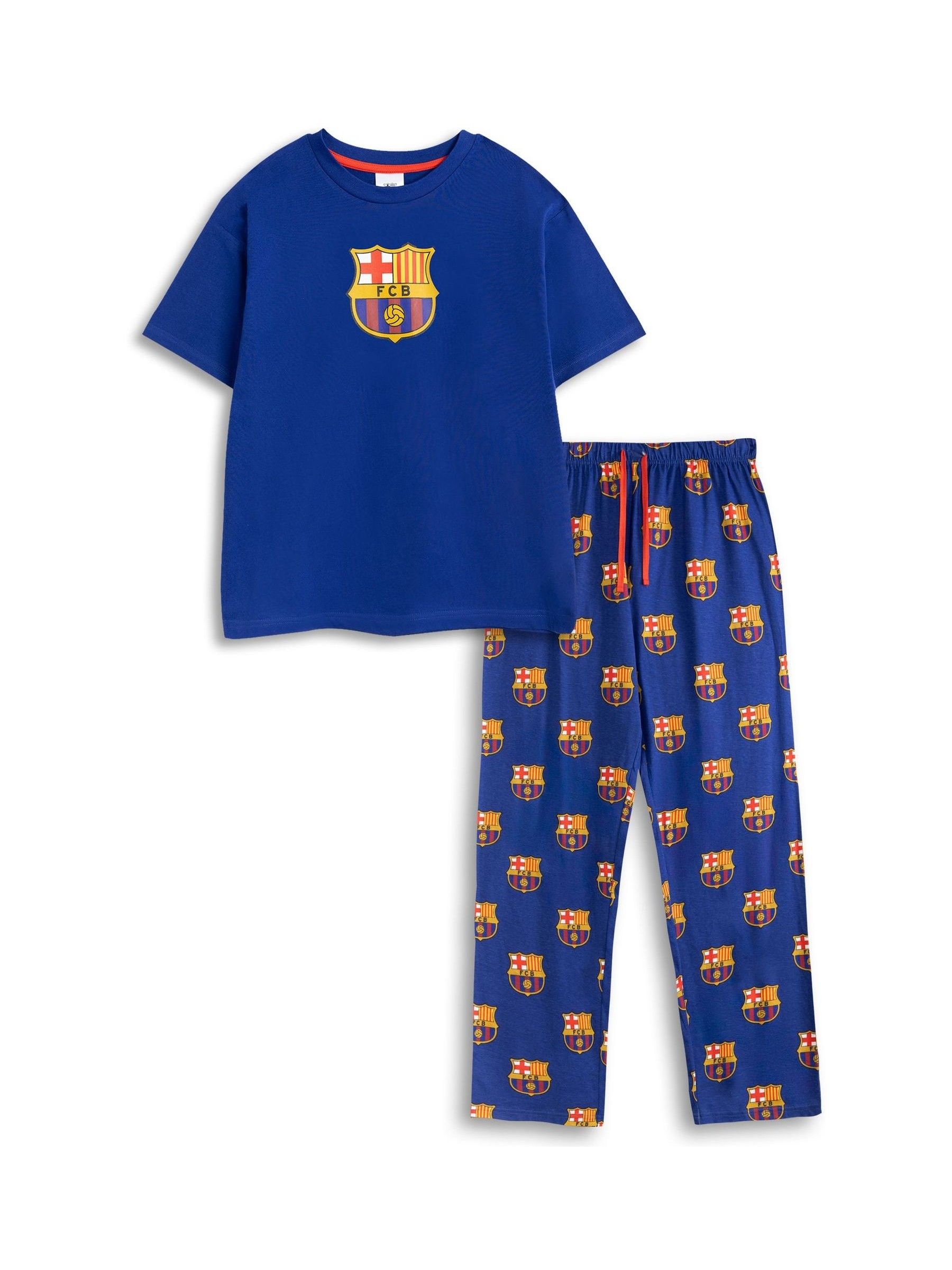 Vanilla Underground Men's Black Fc Barcelon Short Sleeve Long Leg Pyjamas Set - Image 3