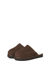 بني - JACK & JONES Fleece Lined Stitch Detail Mule Slippers - صورة 2 من 3