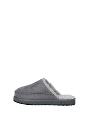 رمادي - JACK & JONES Fleece Lined Stitch Detail Mule Slippers - صورة 1 من 4