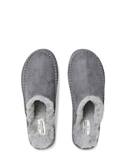 رمادي - JACK & JONES Fleece Lined Stitch Detail Mule Slippers - صورة 3 من 4
