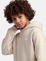 New Balance Brown Small Kids French Terry 100% Cotton Logo Hoodie - Image 4 of 8