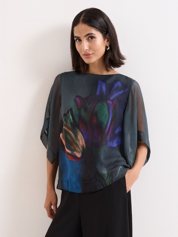 Phase Eight Blue Florence Silk Blouse - Image 1 of 7 Phase Eight Blue Florence Silk Blouse - Image 1 of 7