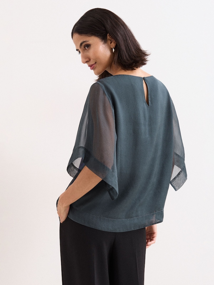 Phase Eight Blue Florence Silk Blouse - Image 2 of 7 Phase Eight Blue Florence Silk Blouse - Image 2 of 7