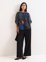 Phase Eight Blue Florence Silk Blouse - Image 3 of 7