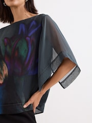 Phase Eight Blue Florence Silk Blouse - Image 4 of 7