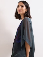 Phase Eight Blue Florence Silk Blouse - Image 5 of 7